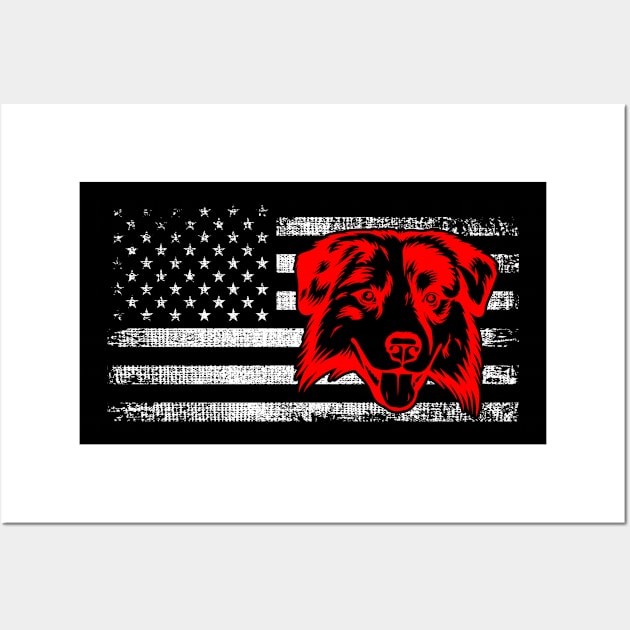 Australian Shepherd American Flag - Funny gift Wall Art by rebuffquagga